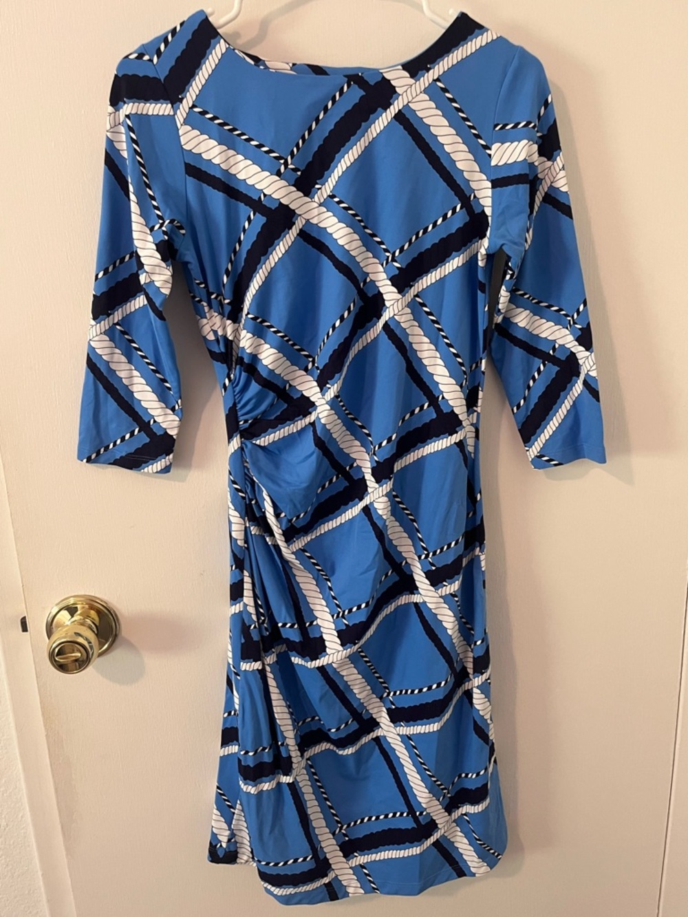 J. McLaughlin Sage Blue Nautical Rope Pattern Dress XS